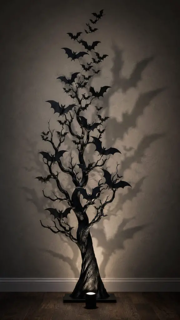 Sculptural Bat Tree in Dramatic Light