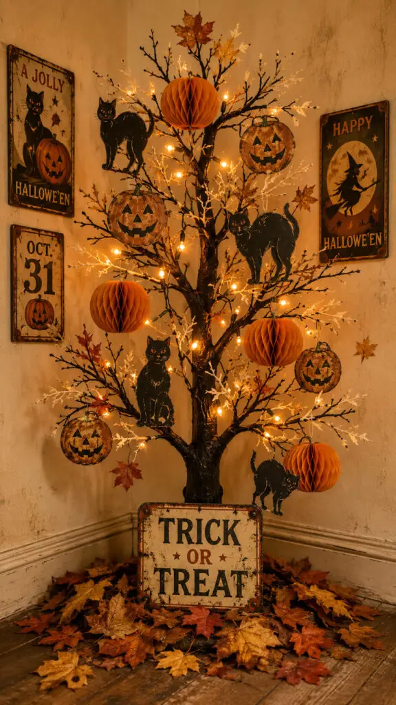 Vintage Halloween Tree Corner