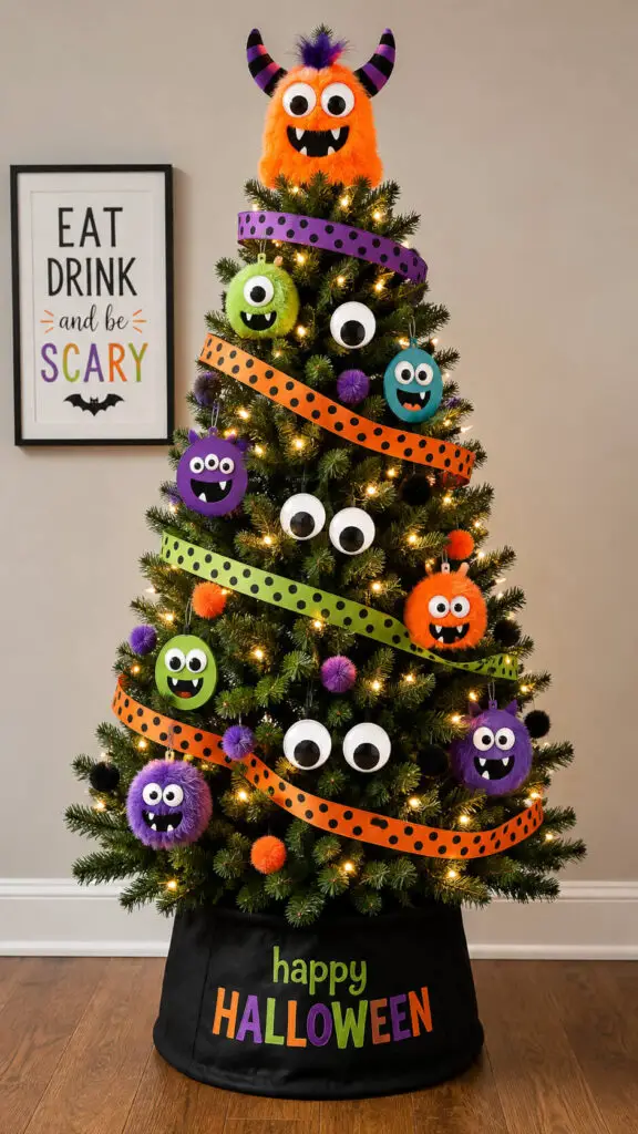 Whimsical Halloween Monster Christmas Tree