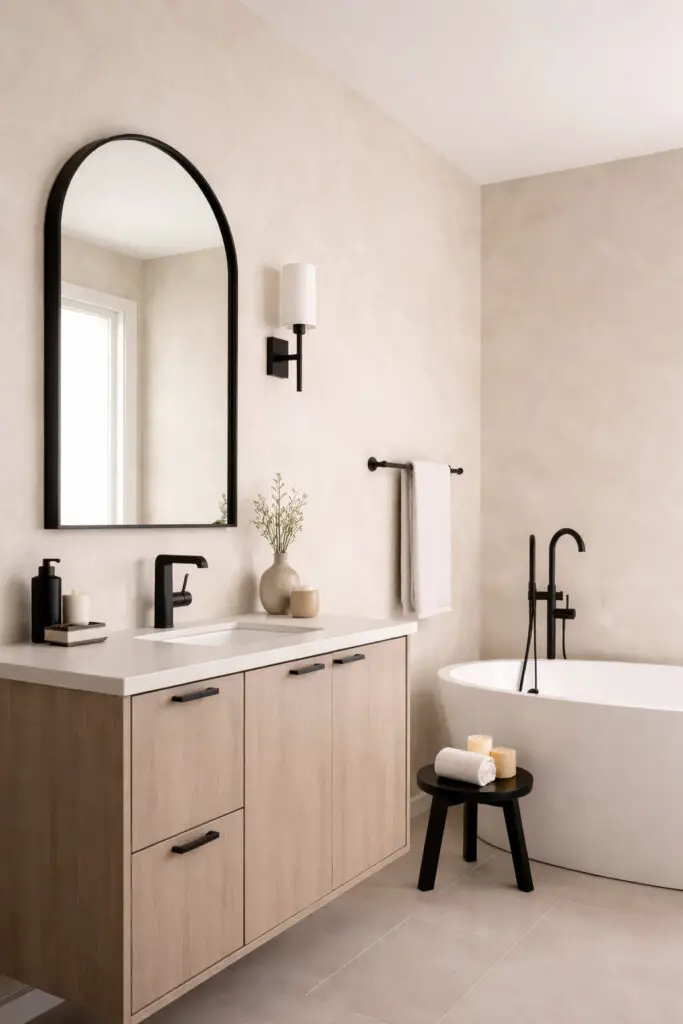 Black Accent Limewash Bathroom
