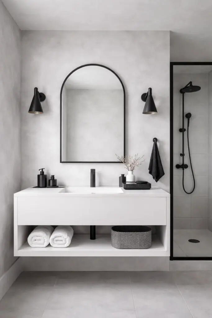 Black White Limewash Bathroom