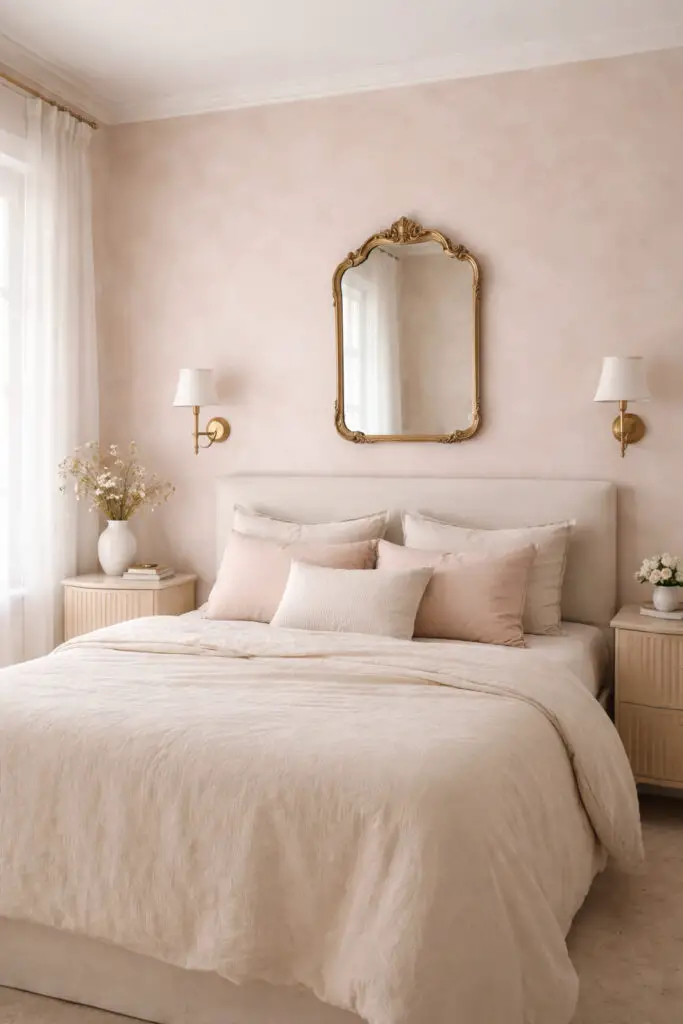 Blush Pink Limewash Bedroom
