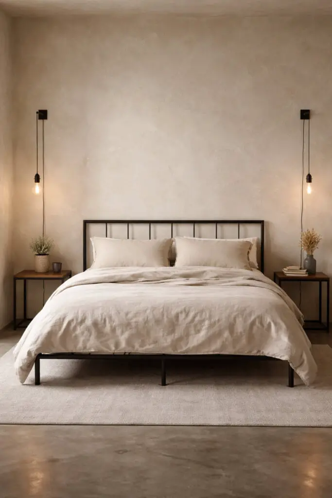 Industrial Style Limewash Bedroom