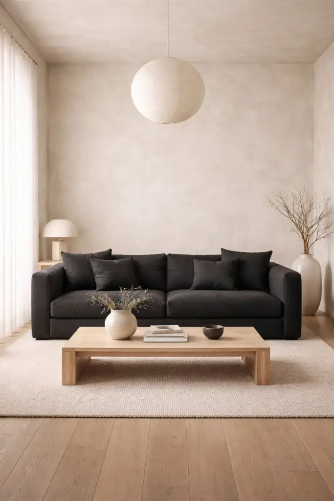 Limewash Living Room Black Contrast