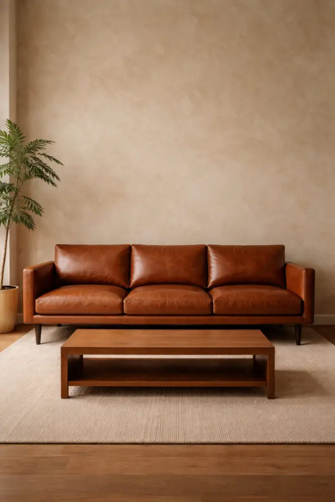 Limewash Living Room Leather Pairing