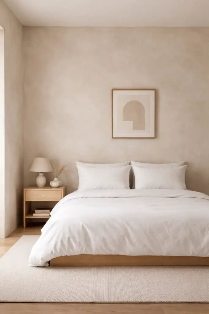 Minimalist Limewash Bedroom Design