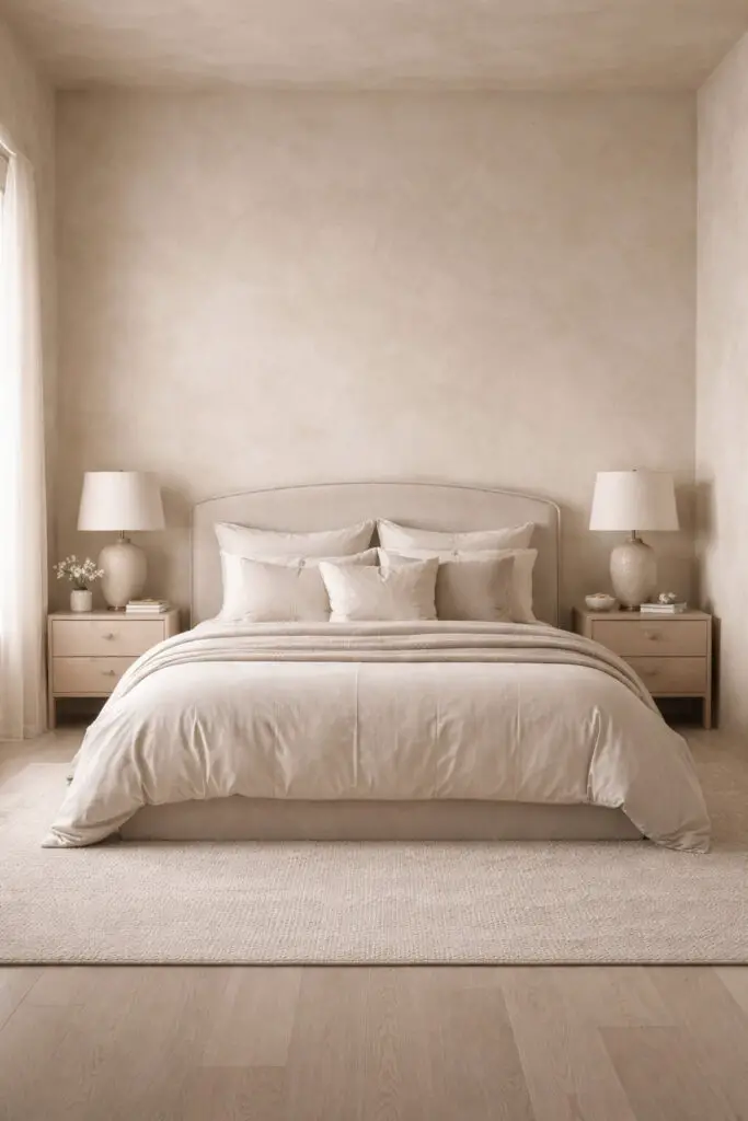Monochrome Neutral Limewash Bedroom