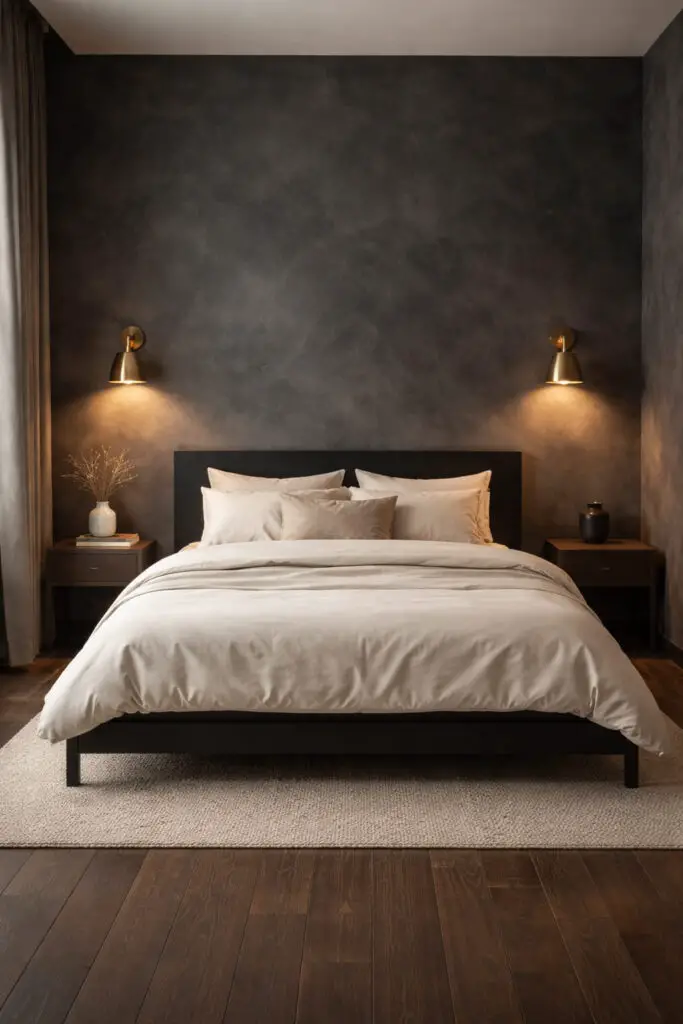 Moody Charcoal Limewash Bedroom