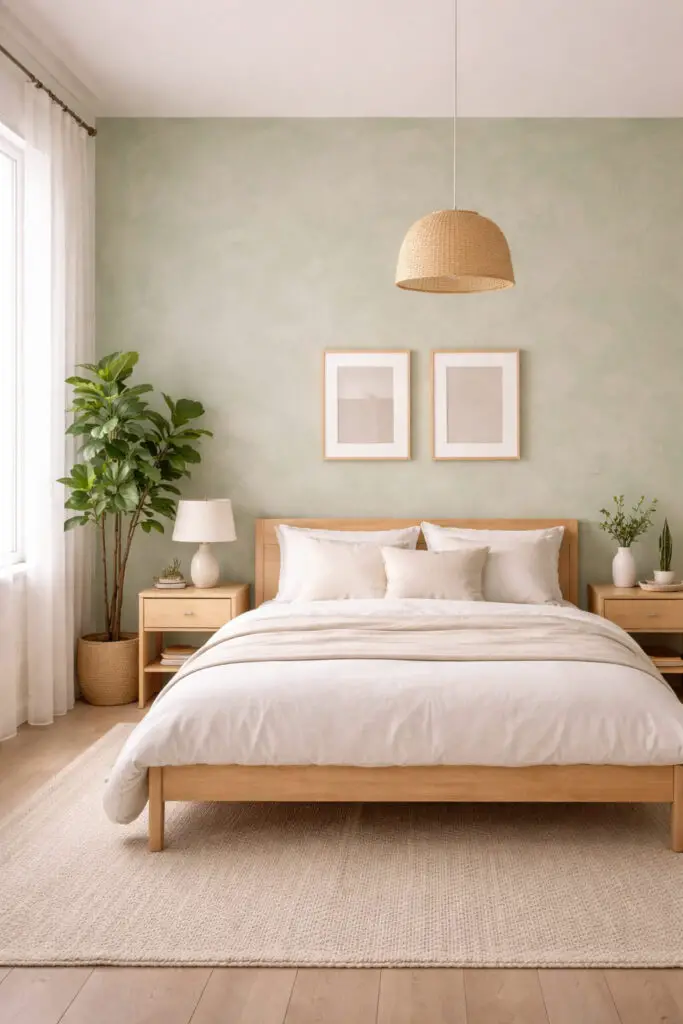 Sage Green Limewash Bedroom