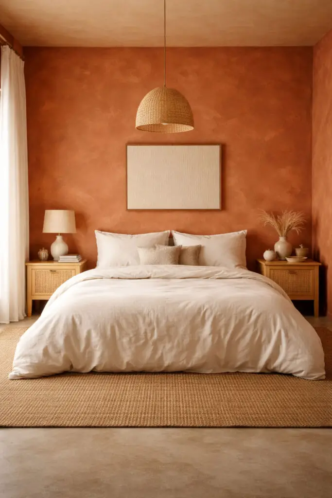Terracotta Limewash Bedroom Warmth