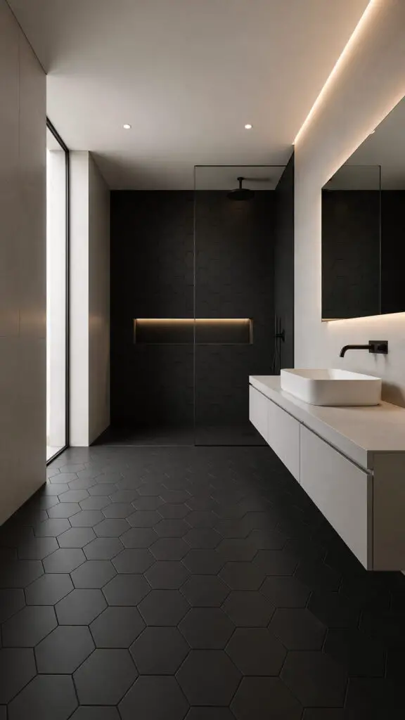 Black Hexagon Bathroom Drama