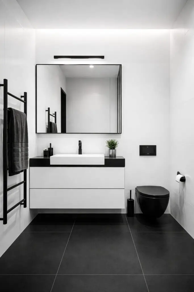 Black White Contrast Masculine Bathroom