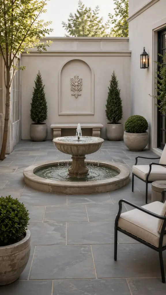Bluestone Patio With Fountain