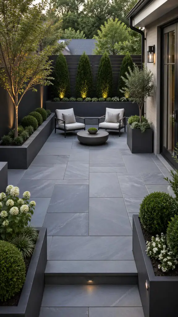 Bluestone Patio With Planters