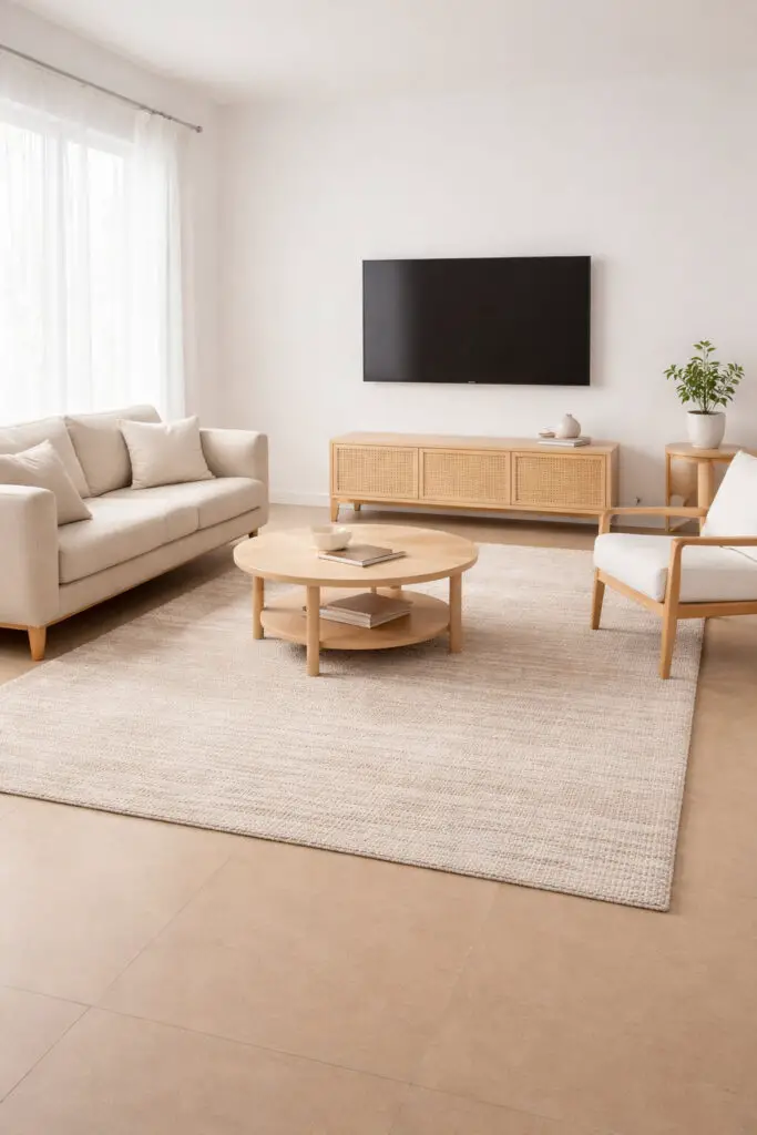 Bright minimalist living room interior