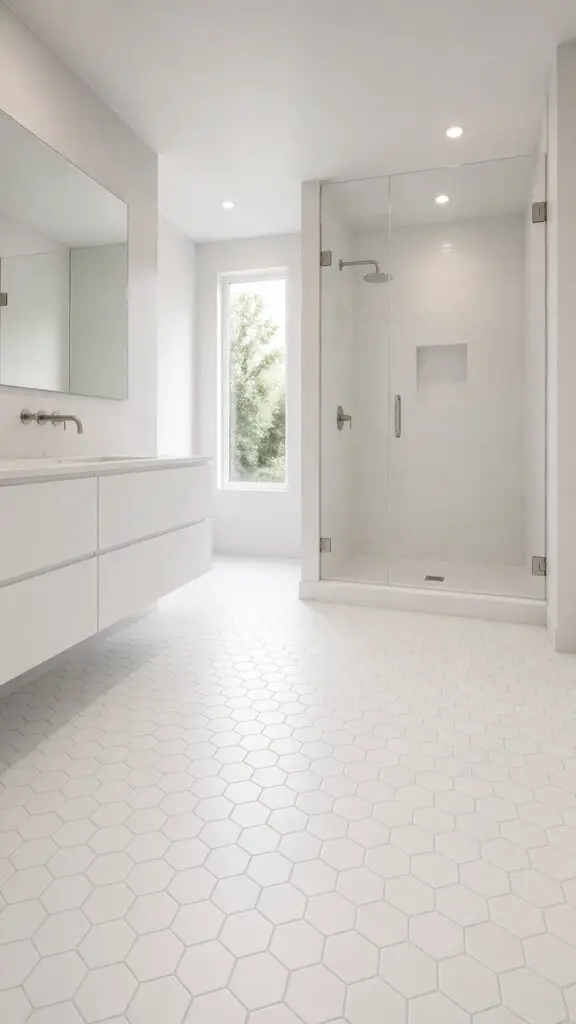 Classic White Hexagon Bathroom