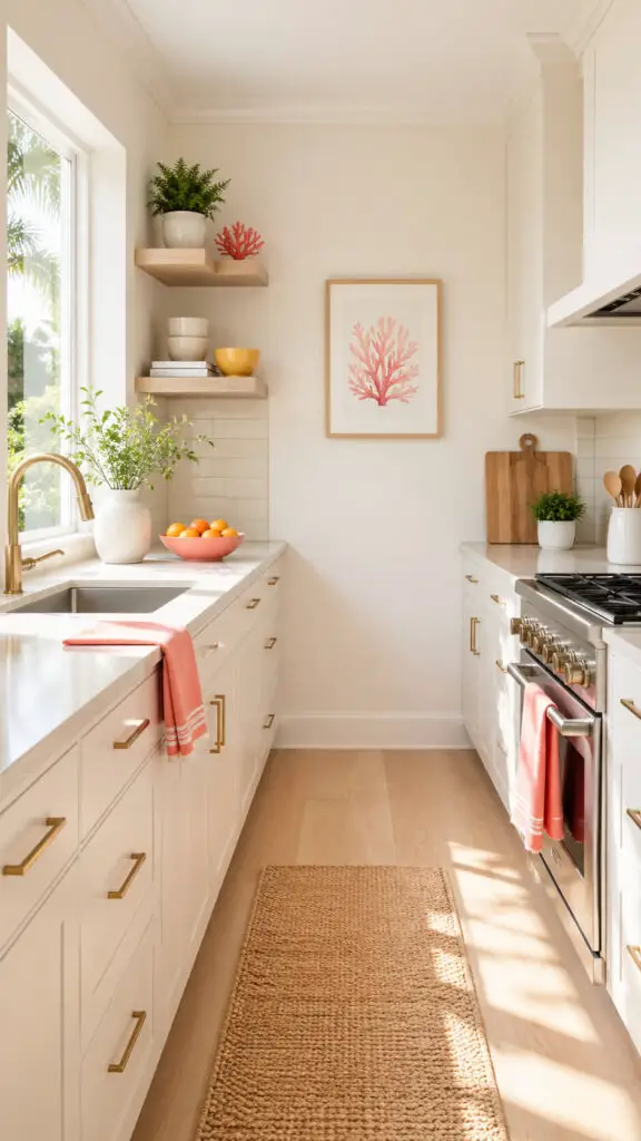 Coral Yellow Summer Kitchen Accents
