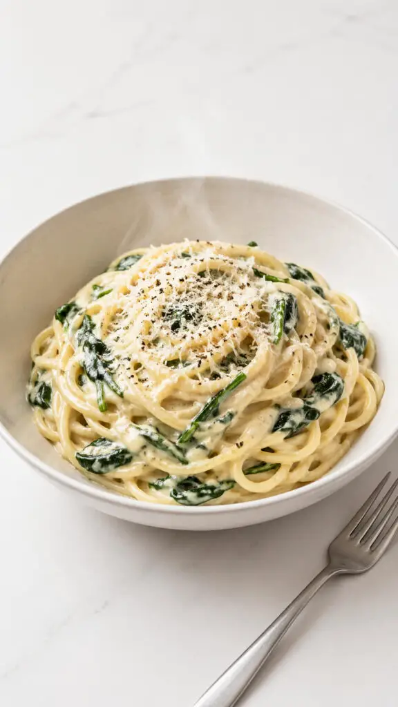 Creamy Spinach and Garlic Pasta