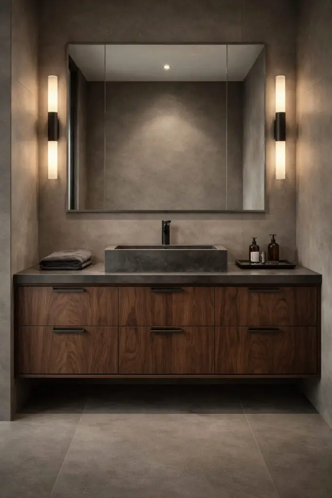 Dark Wood Vanity Masculine Bathroom