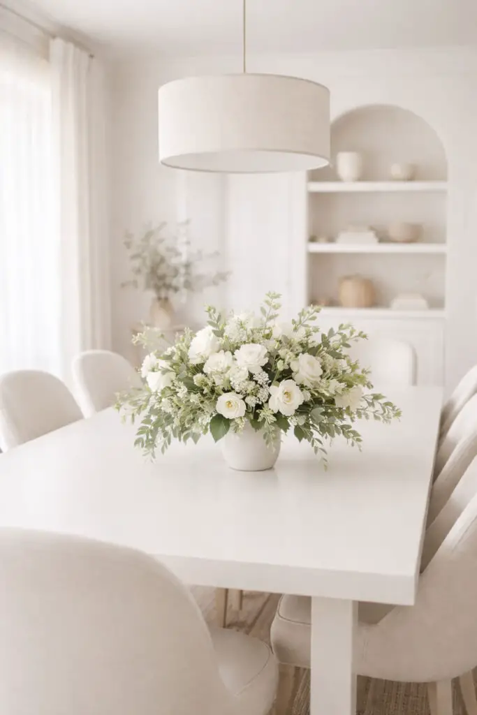 Elegant dining room with floral centerpiece