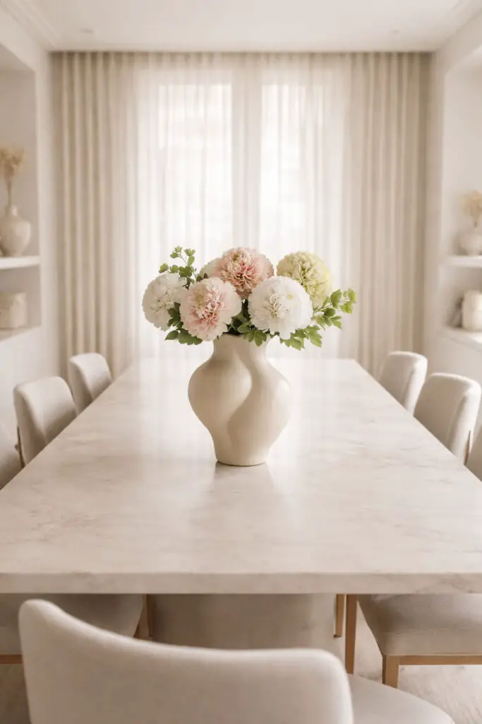 Elegant dining with floral centerpiece