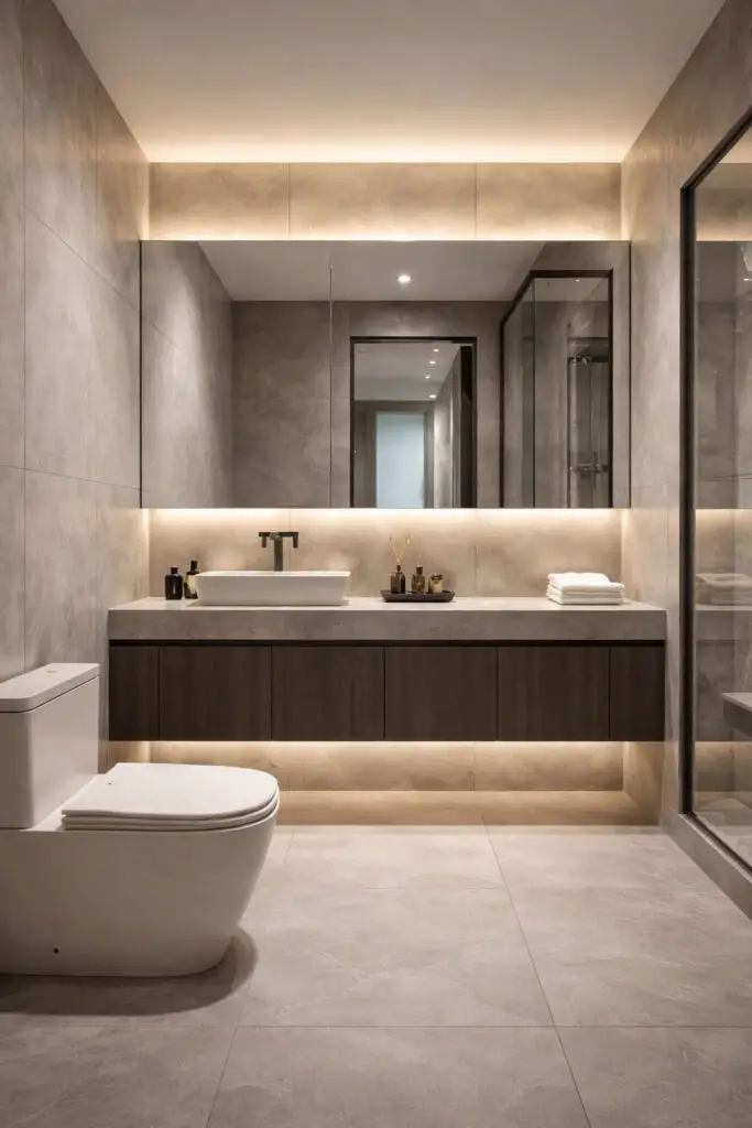 Floor Ceiling Tile Masculine Bathroom