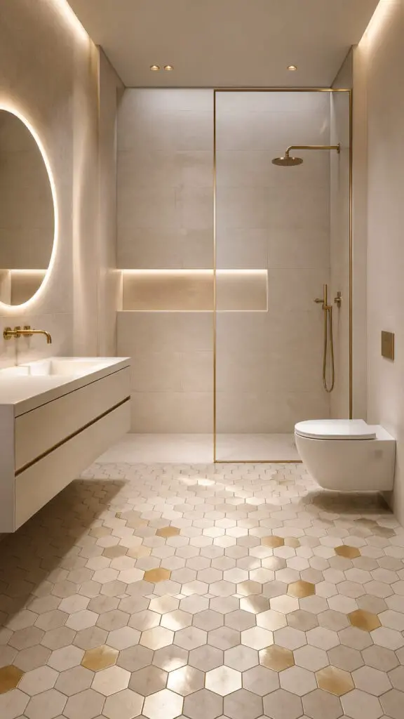 Glam Hexagon Bathroom Metallic