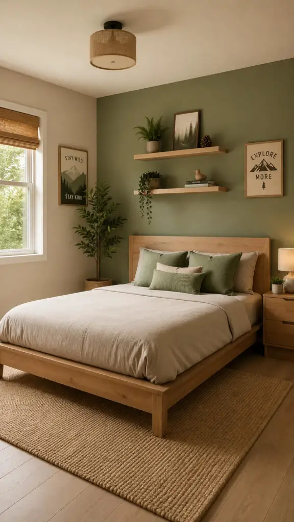 Green Beige Boys Room