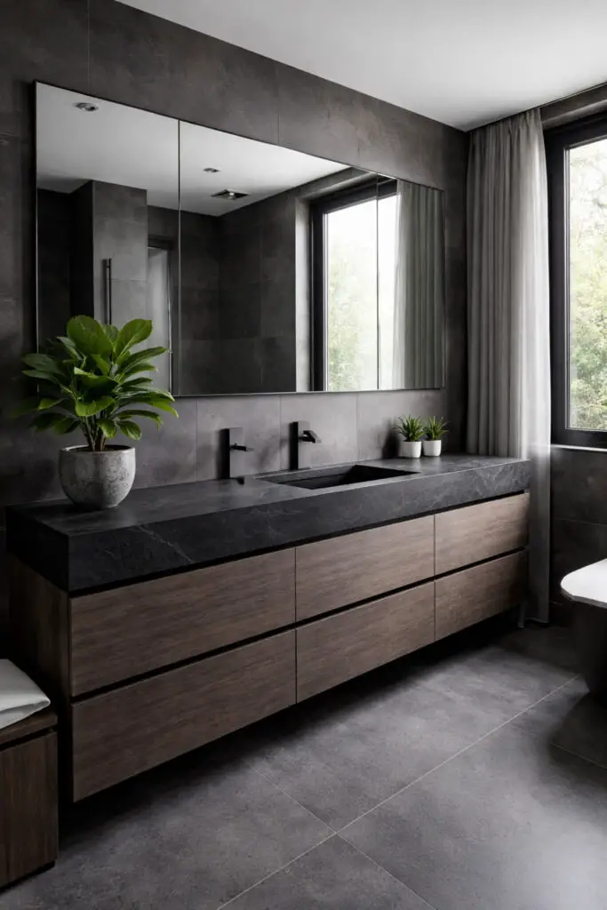 Greenery Accent Masculine Bathroom