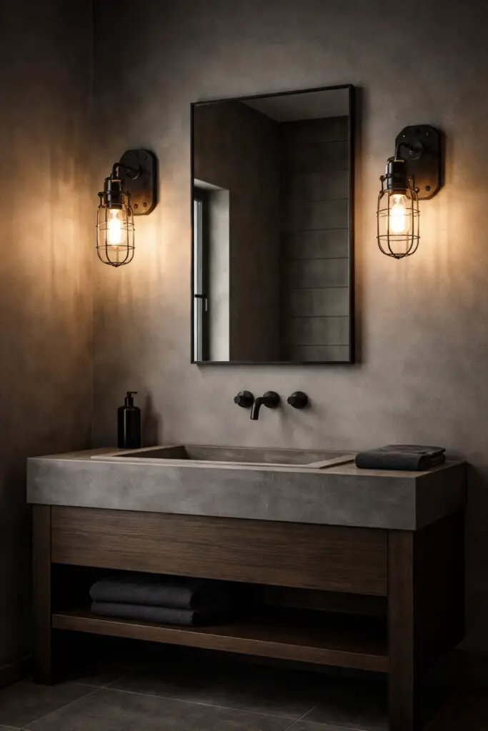 Industrial Lighting Masculine Bathroom