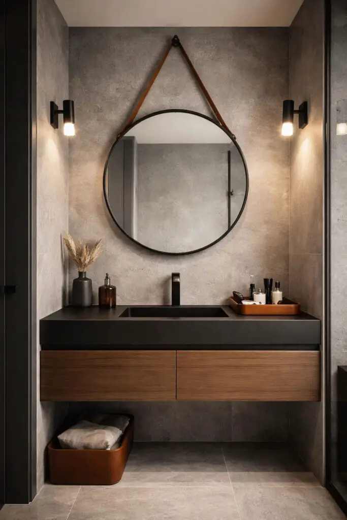 Leather Accent Detail Masculine Bathroom