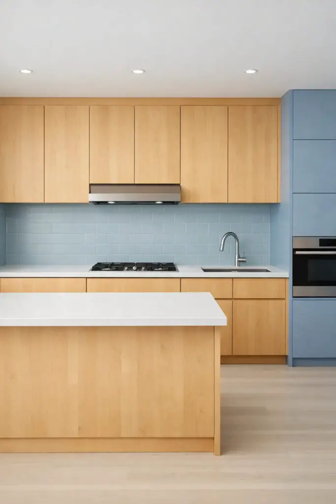 Maple Cabinets Blue Accents