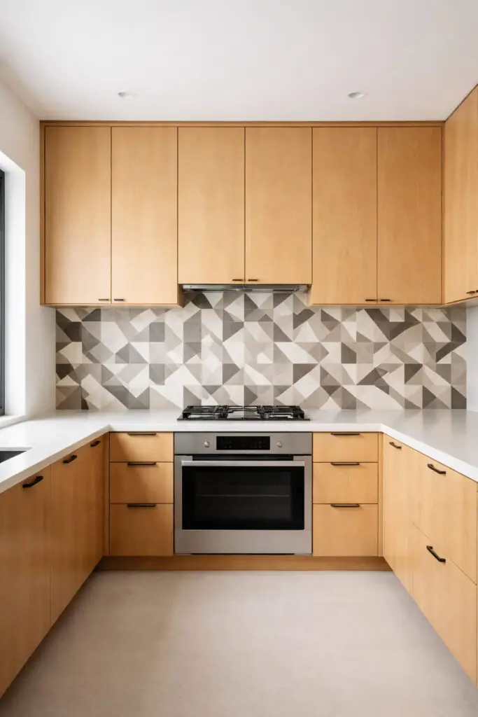 Maple Cabinets Bold Backsplash
