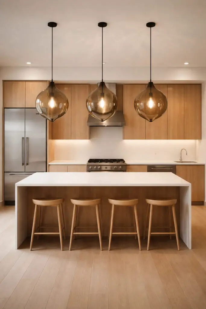 Maple Cabinets Statement Lighting