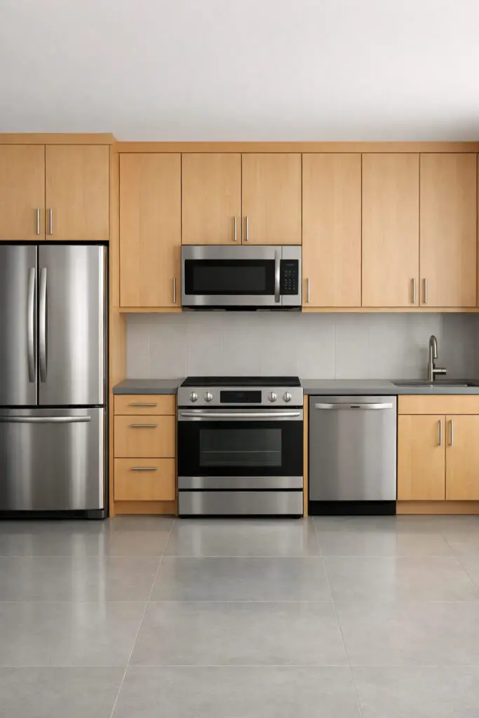 Maple Cabinets Steel Pairing