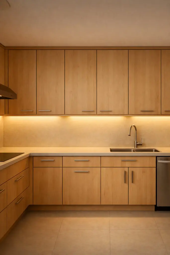 Maple Cabinets Under Lighting