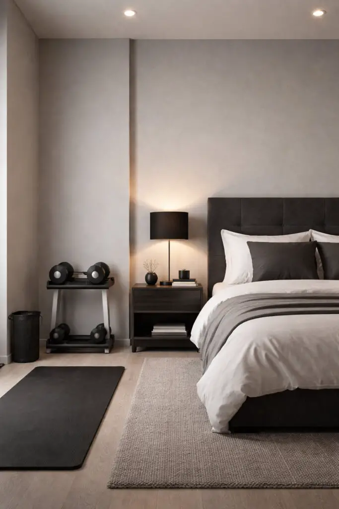 Masculine Bedroom Fitness Corner