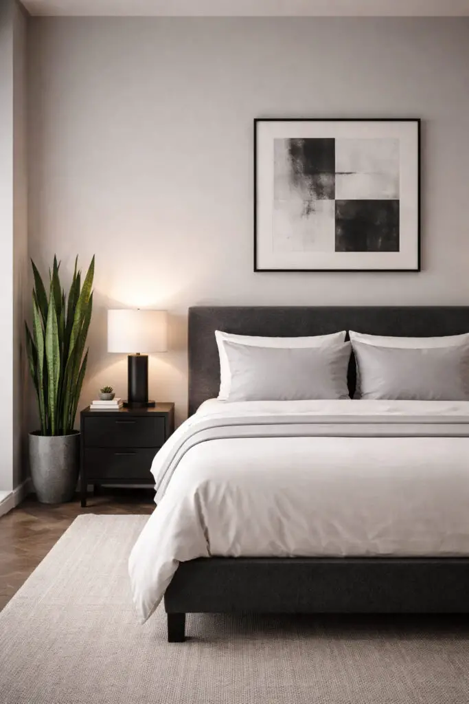 Masculine Bedroom Greenery Balance