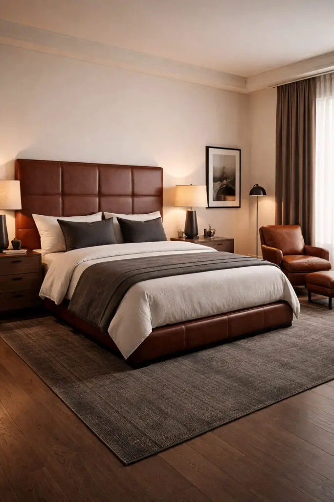 Masculine Bedroom Leather Accents
