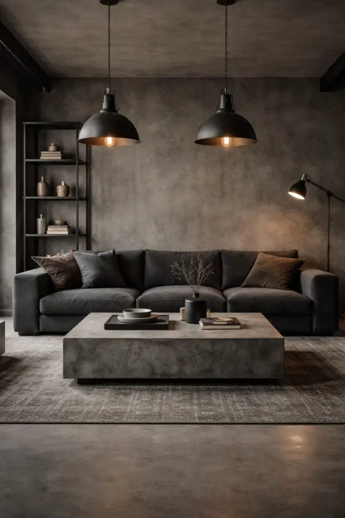 Masculine Living Room Industrial Edge