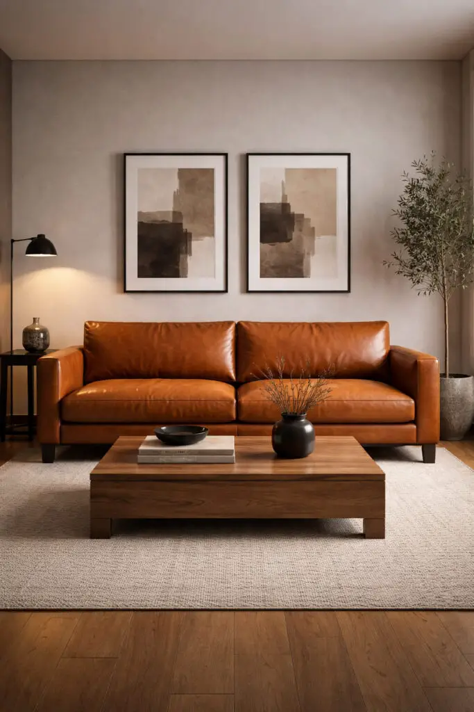 Masculine Living Room Leather Focus