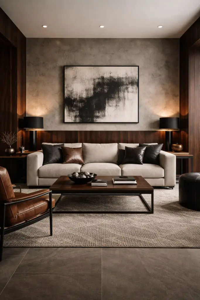 Masculine Living Room Material Mix