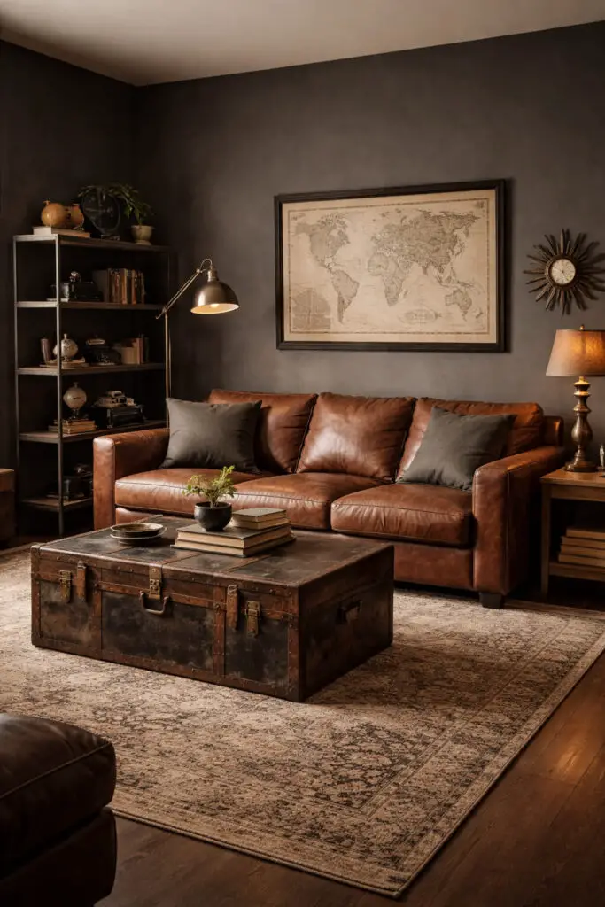 Masculine Living Room Vintage Touch