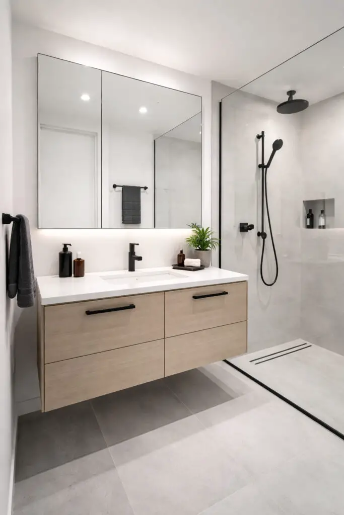 Matte Black Fixtures Masculine Bathroom