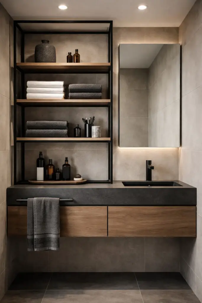 Metal Shelf Storage Masculine Bathroom