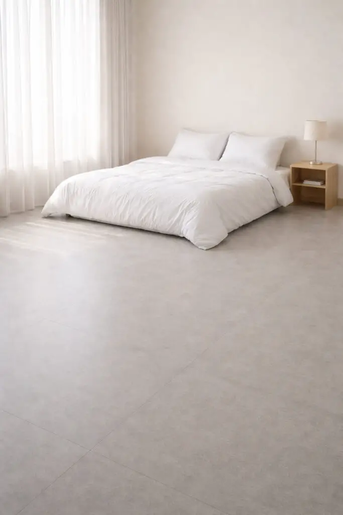 Minimalist bedroom with soft lighting