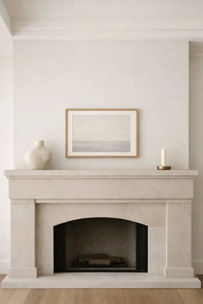 Minimalist mantel with serene decor