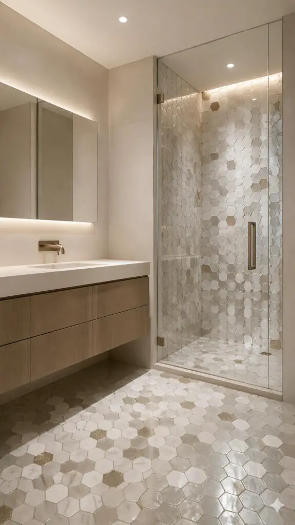 Mixed Hexagon Bathroom Materials