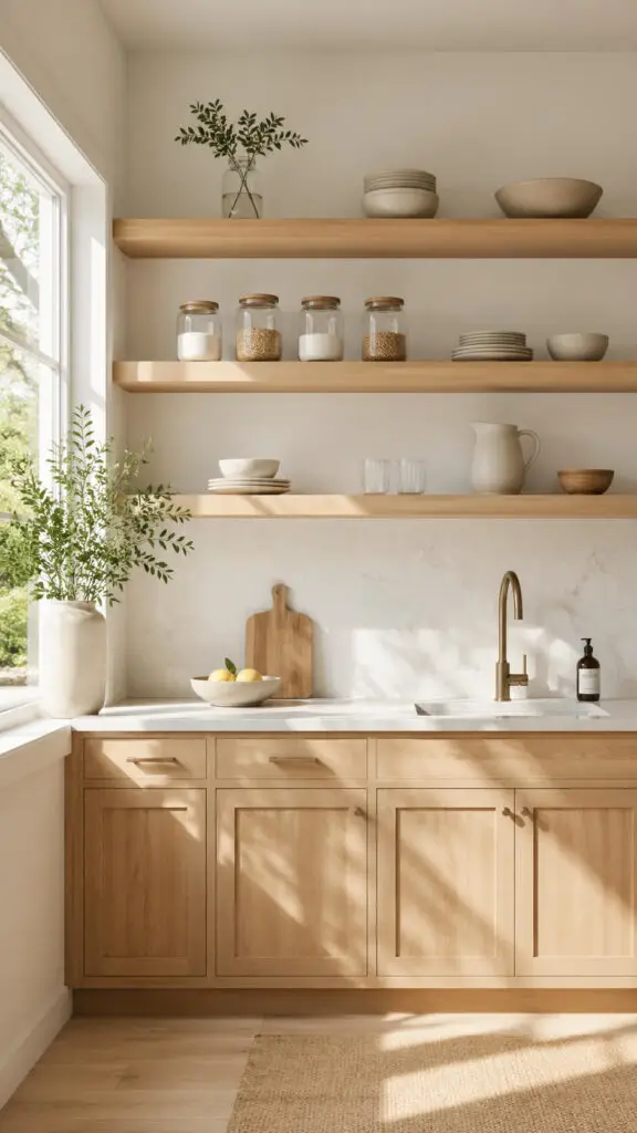 Open Shelf Summer Kitchen Styling