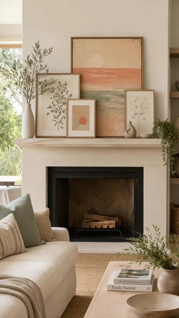 Summer Mantel With Artwork
